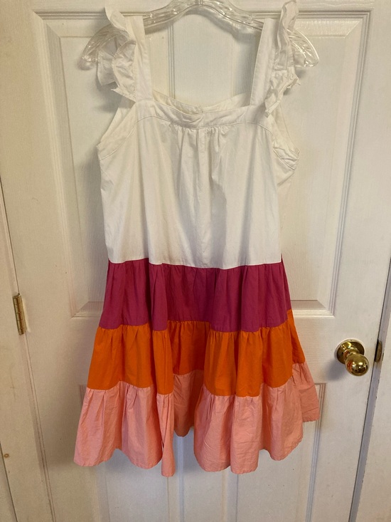 THML Dresses & Skirts - THML White Pink Orange Colorblock Tiered Sundress